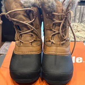 Brown and Black Winter Boots with Fur Trim